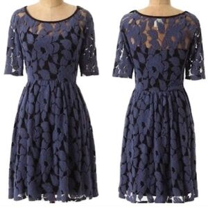 Anthropologie Weston Wear lace floral dress blue M